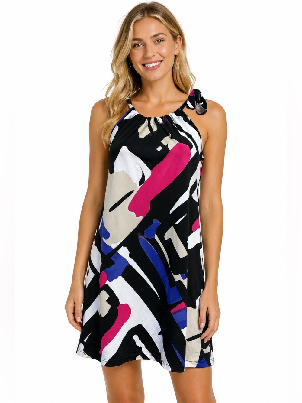 ALFANI Tank Sundress Abstract Print Black Purple Pink PS SP EUC $70